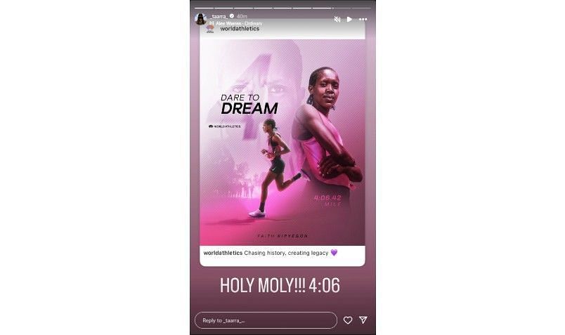 Screenshot of Tara Davis-Woodhall's Instagram story | Source: IG/_taarra_